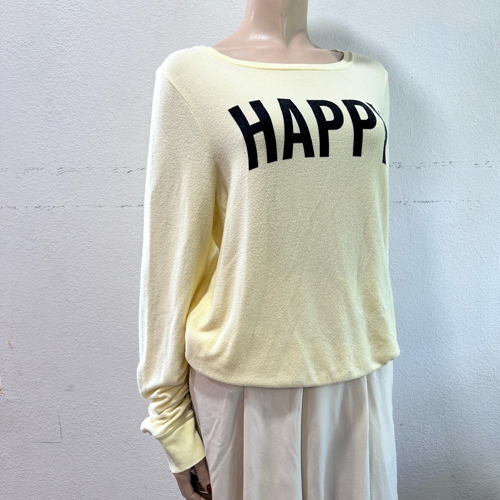 Wildfox Yellow 'HAPPY' Sweatshirt - Picture 3 of 12